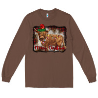 Chestnut merry christmas highland cow Long Sleeve Tee - BarkalooDesign