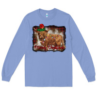 Colony Blue merry christmas highland cow Long Sleeve Tee - BarkalooDesign