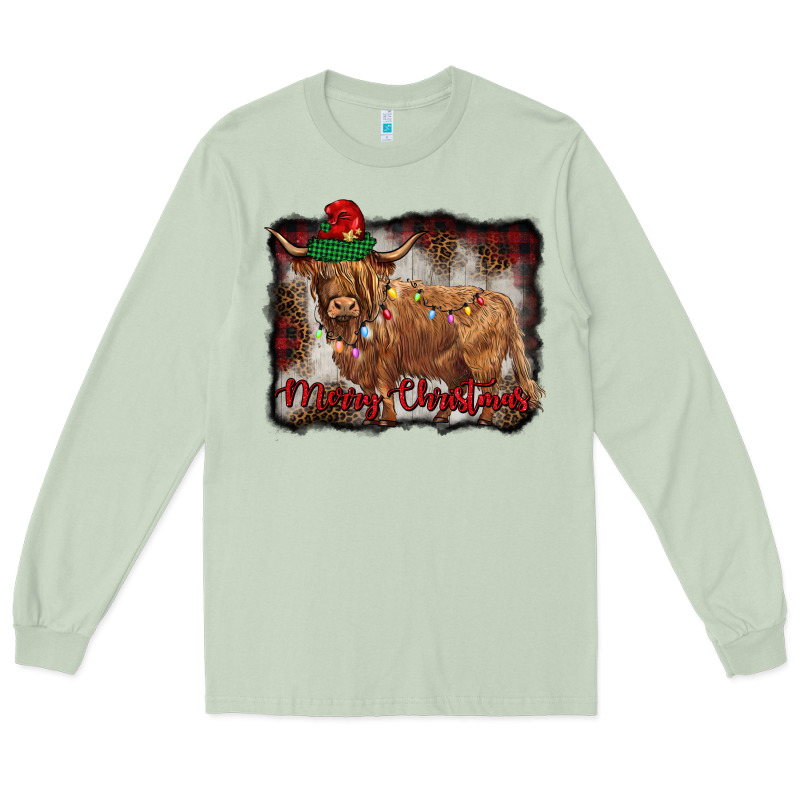 Merry Christmas Highland Cow Long Sleeve Tee by BarkalooDesign | Teevron