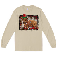 Mushroom merry christmas highland cow Long Sleeve Tee - BarkalooDesign