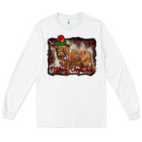 White merry christmas highland cow Long Sleeve Tee - BarkalooDesign