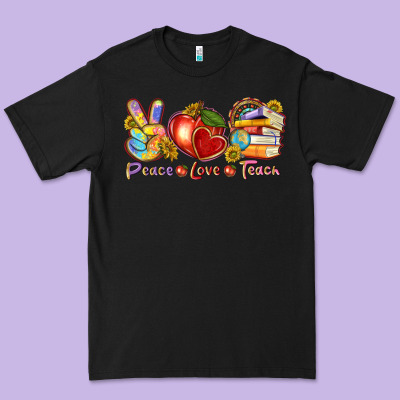 Peace Love Teach Premium Tee Designed By Texasbilliewilder