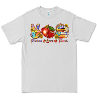 Dove Grey peace love teach Premium Tee - texasbilliewilder