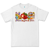 White peace love teach Premium Tee - texasbilliewilder