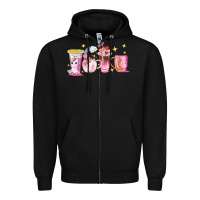 Black unicorn coffee cups Zipper Hoodie - NancyCooperArtShop
