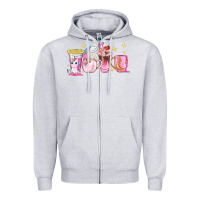 Heather Grey unicorn coffee cups Zipper Hoodie - NancyCooperArtShop
