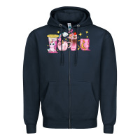 Navy unicorn coffee cups Zipper Hoodie - NancyCooperArtShop