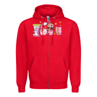 Red unicorn coffee cups Zipper Hoodie - NancyCooperArtShop