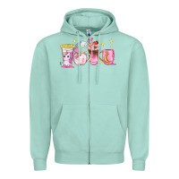Seafoam unicorn coffee cups Zipper Hoodie - NancyCooperArtShop