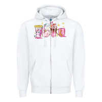 White unicorn coffee cups Zipper Hoodie - NancyCooperArtShop