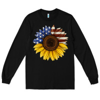 Black american flag sunflower Long Sleeve Tee - Jasminsmagicworld