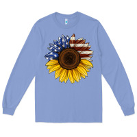 Colony Blue american flag sunflower Long Sleeve Tee - Jasminsmagicworld