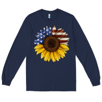Navy american flag sunflower Long Sleeve Tee - Jasminsmagicworld