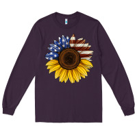 Plum american flag sunflower Long Sleeve Tee - Jasminsmagicworld