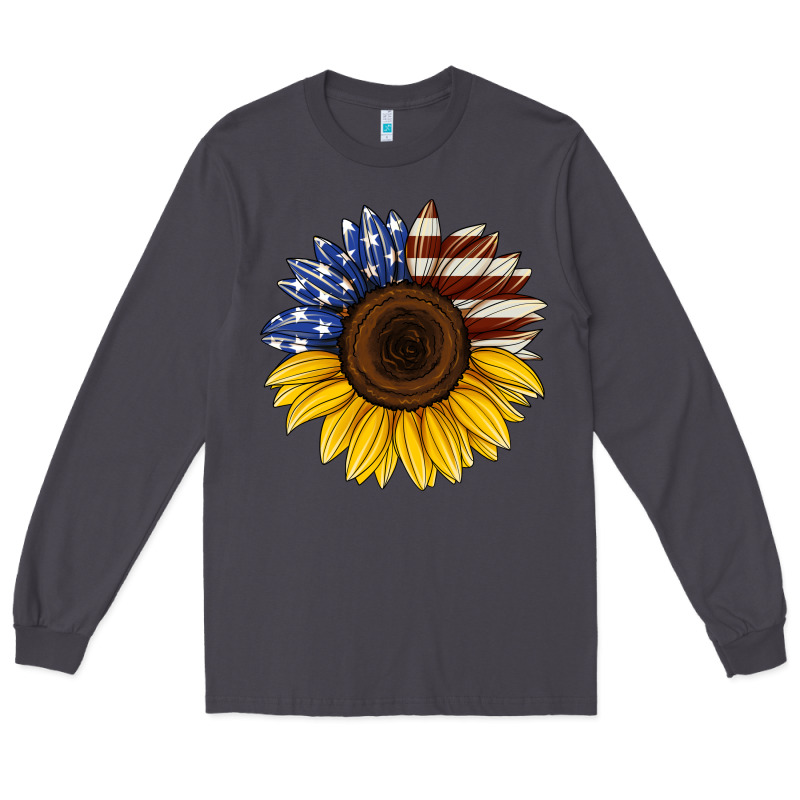 American Flag Sunflower Long Sleeve Tee by Jasminsmagicworld | Teevron