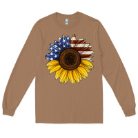 Toasted Coconut american flag sunflower Long Sleeve Tee - Jasminsmagicworld