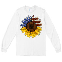 White american flag sunflower Long Sleeve Tee - Jasminsmagicworld