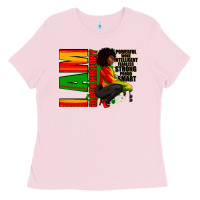 Bubblegum Pink I am black history Afro American woman Ladies Tee - RanaPortraitStore