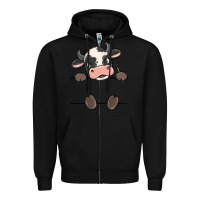 Black custom cow Zipper Hoodie - MaliasSmallBusiness