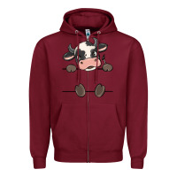 Burgundy custom cow Zipper Hoodie - MaliasSmallBusiness