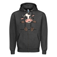 Charcoal Heather custom cow Zipper Hoodie - MaliasSmallBusiness