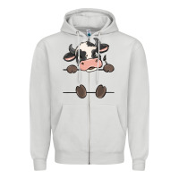 Dove Grey custom cow Zipper Hoodie - MaliasSmallBusiness