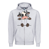 Heather Grey custom cow Zipper Hoodie - MaliasSmallBusiness