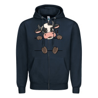 Navy custom cow Zipper Hoodie - MaliasSmallBusiness