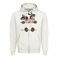 Oatmeal Heather custom cow Zipper Hoodie - MaliasSmallBusiness