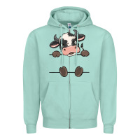 Seafoam custom cow Zipper Hoodie - MaliasSmallBusiness