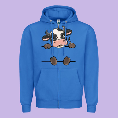 Custom Cow Zipper Hoodie Designed By Maliassmallbusiness