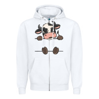 White custom cow Zipper Hoodie - MaliasSmallBusiness