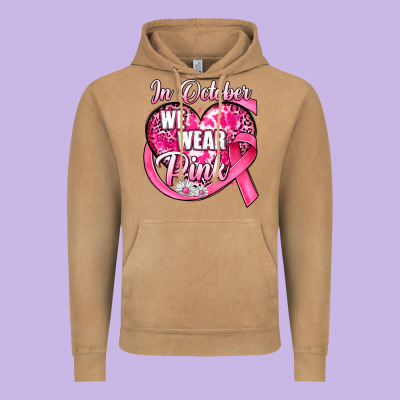 In October We Wear Pink Heart Vintage Hoodie Designed By Jahusdesignshop