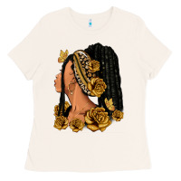 Bone Gold roses afro woman Ladies Tee - RanaPortraitStore