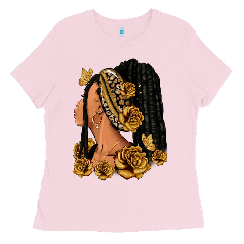 Gold Roses Afro Woman Ladies Tee by RanaPortraitStore | Teevron