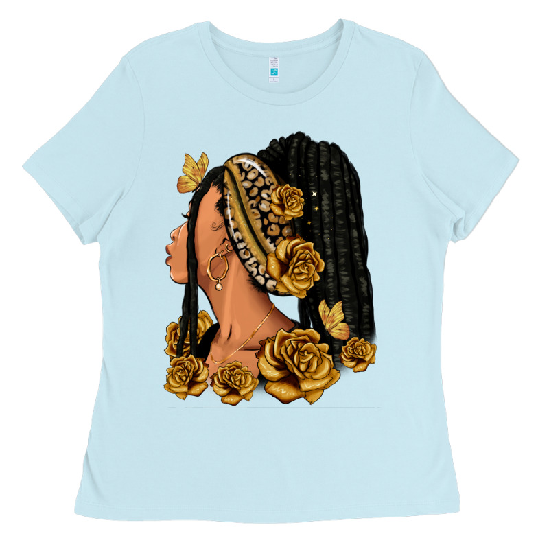 Gold Roses Afro Woman Ladies Tee by RanaPortraitStore | Teevron