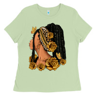 Matcha Gold roses afro woman Ladies Tee - RanaPortraitStore