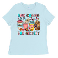 Baby Blue half teacher half coffee Ladies Tee - JahusDesignShop