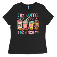 Black half teacher half coffee Ladies Tee - JahusDesignShop