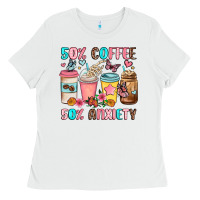 White half teacher half coffee Ladies Tee - JahusDesignShop