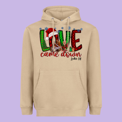 Love Came Dow Christmas Heavyweight Hoodie Designed By Racoondesign