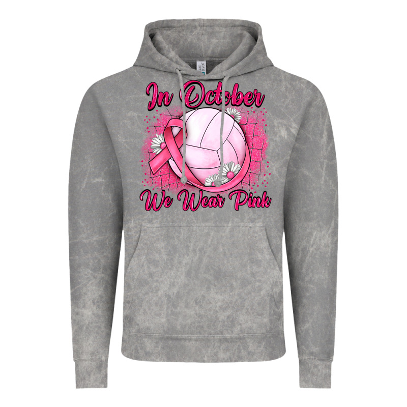 In October We Wear Pink Breast Cancer Valleybal Vintage Hoodie by JahusDesignShop | Teevron