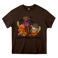 Chocolate Brown Happy howl o ween Heavy Core Tee - RanaPortraitStore