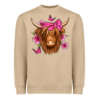 Mushroom floral pink bandana longhaired cow Heavyweight Sweatshirt - Jasminsmagicworld