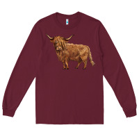 Burgundy highland cow Long Sleeve Tee - BarkalooDesign