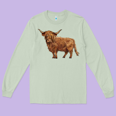 Highland Cow Long Sleeve Tee Designed By Barkaloodesign