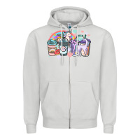 Dove Grey unicorn coffee cups Zipper Hoodie - NancyCooperArtShop