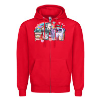 Red unicorn coffee cups Zipper Hoodie - NancyCooperArtShop