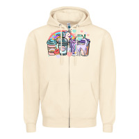 Sandshell unicorn coffee cups Zipper Hoodie - NancyCooperArtShop