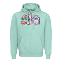 Seafoam unicorn coffee cups Zipper Hoodie - NancyCooperArtShop